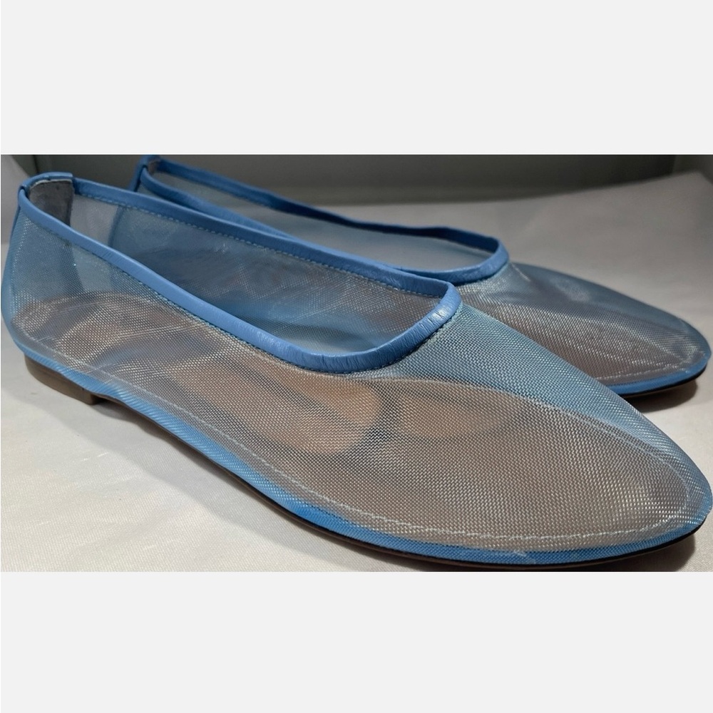 Sheer Blue Mesh Ballet Flats